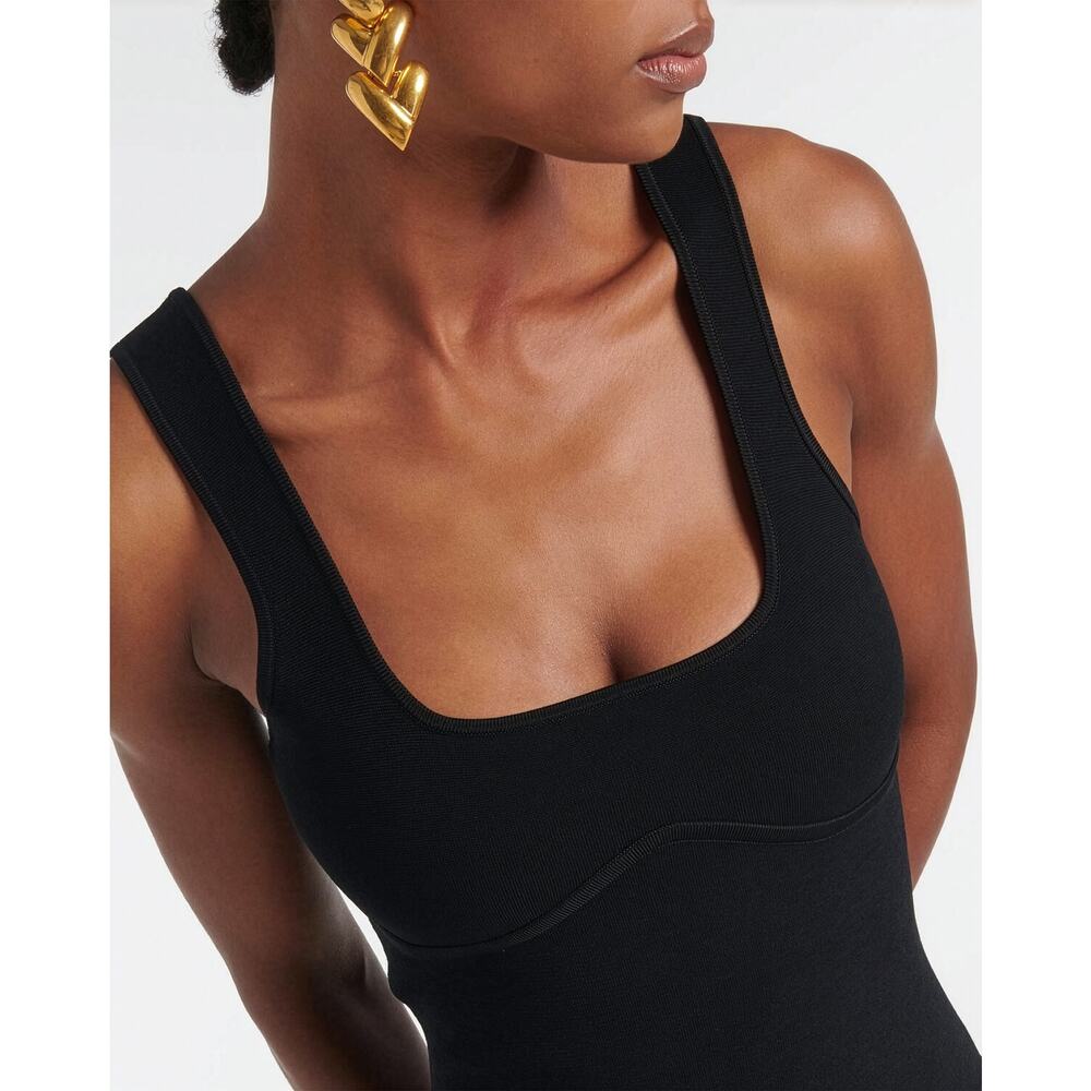 SIMKHAI Signa Lattice Fringe Midi Knit Tank Dress in Black NWOT Size XL - Picture 5 of 14